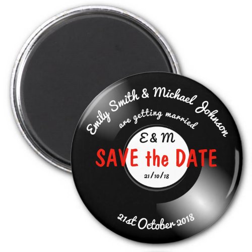 SAVE the DATE Retro Vinyl Record Disk Magnet
