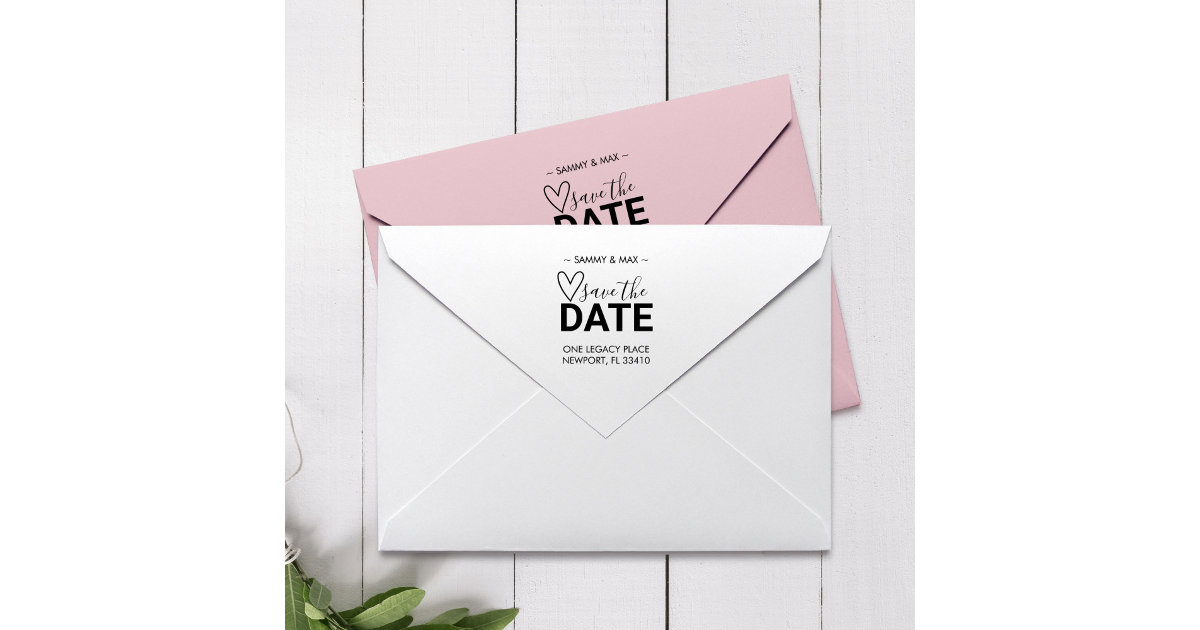 Save the date return address rubber stamp zazzle