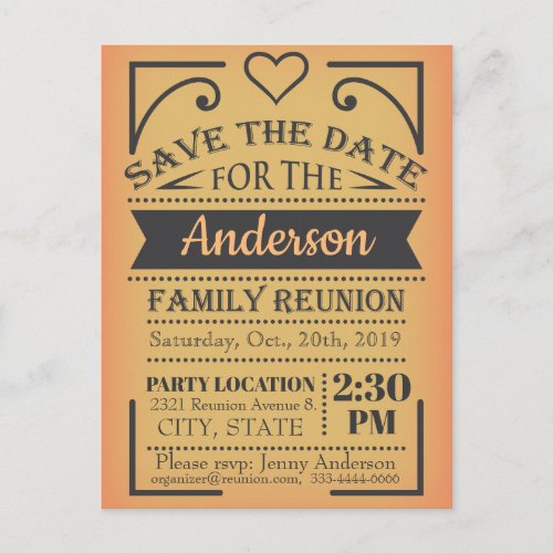 Save the Date reunion design Announcement Postcard