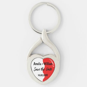 "save The Date" Right Side  Paired Keychain by RatnerArt at Zazzle