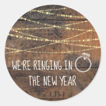 Save the Date Ringing in the New Year Engagement Classic Round Sticker