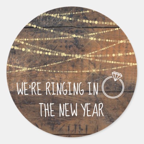 Save the Date Ringing in the New Year Engagement Classic Round Sticker