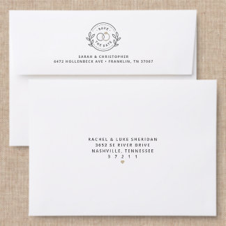 Save the Date Rings Back Addressed Envelopes