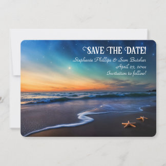 Save the Date Romantic Beach Fantasy Starfish Invitation
