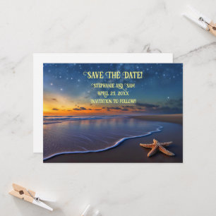 Save the Date Romantic Beach  Invitation