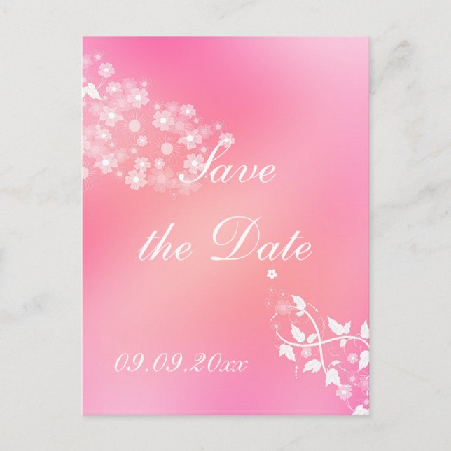 "Save the date" Romantic Design Announcement Postcard (Front)