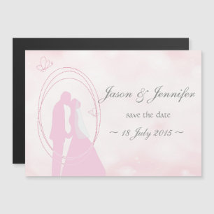 Save the Date Romantic Dreamy Pink Wedding Couple Magnetic Invitation