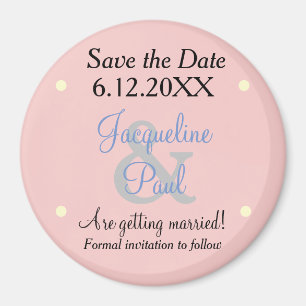 Save the Date Rose Blue Pastels Magnet