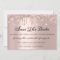Save The Date  Rose Drips Spark Glitter Gray Silve