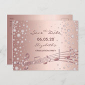 Save the Date rose gold glam graduation party 2021 Postcard (Front/Back)