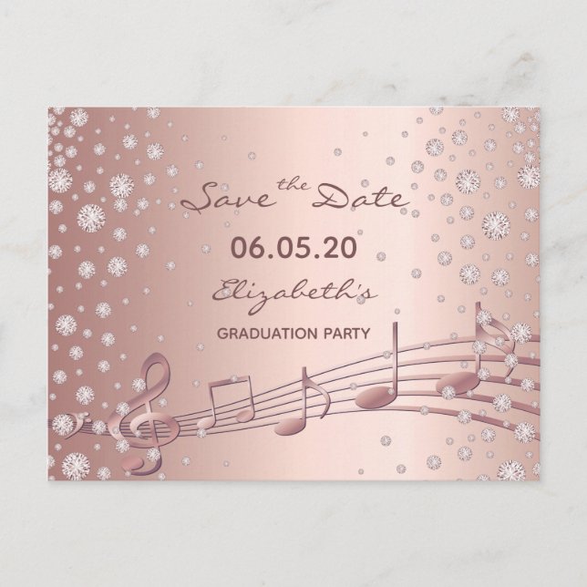 Save the Date rose gold glam graduation party 2021 Postcard (Front)