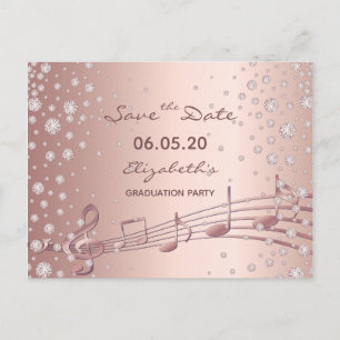 Save the Date rose gold glam graduation party Postcard