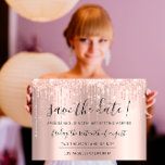 Save The Date Rose Gold  Glitter Drips Strings<br><div class="desc">💕✨ Glamorously Announced: Florence Studio’s Rose Gold Glitter Drip Save The Dates! ✨💕 Hello, Romantics and Glamour Seekers! Are you ready to set the date with a sparkle and a sprinkle of sophistication? Let's unveil the Save The Date Rose Gold Glitter Drips String Delicate Girly Glam Powder Blush Pastels from...</div>