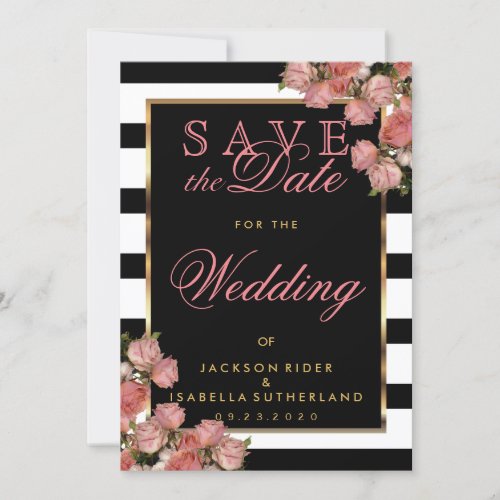 Save the Date Rose Gold with Black and White