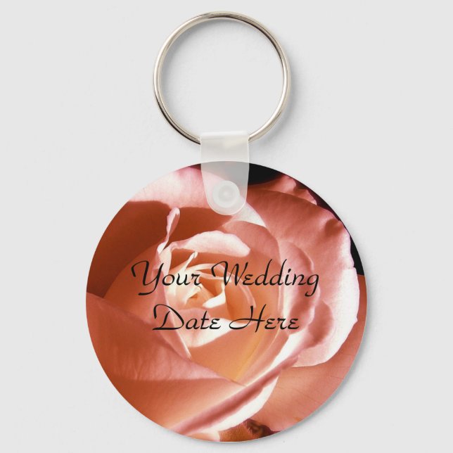 Save the Date Rose Photo Keychain (Front)