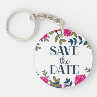 Save The Date Roses and Petals. Keychain