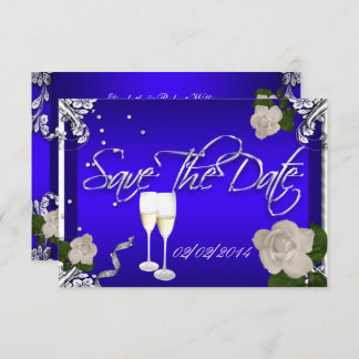 Save The Date Royal Blue Anniversary Wedding Invitation