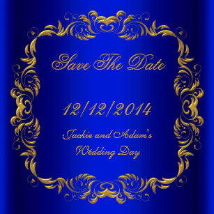Royal Blue Save The Date Cards Zazzle Save The Date Royal Blue Gold Magnet