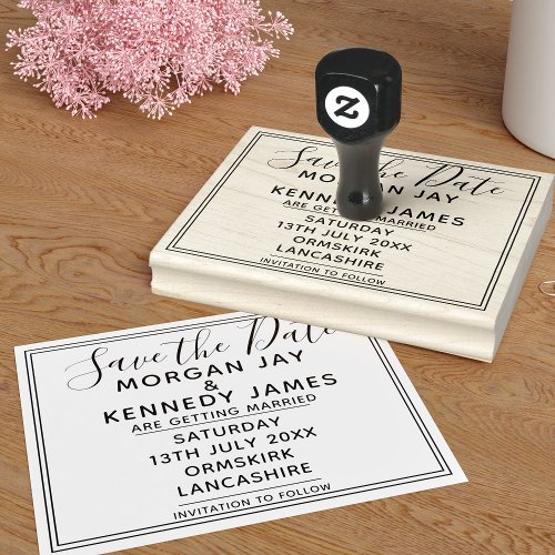 Save The Date Rubber Stamp Framed DIY Wedding