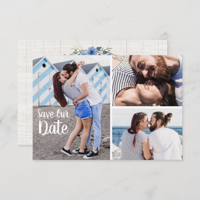 Save The Date Rustic Boho Arrows & Floral Photo Invitation (Front/Back)