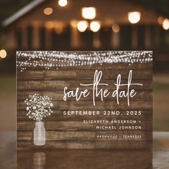Save the Date Rustic Farmhouse String Lights (Creator Uploaded)