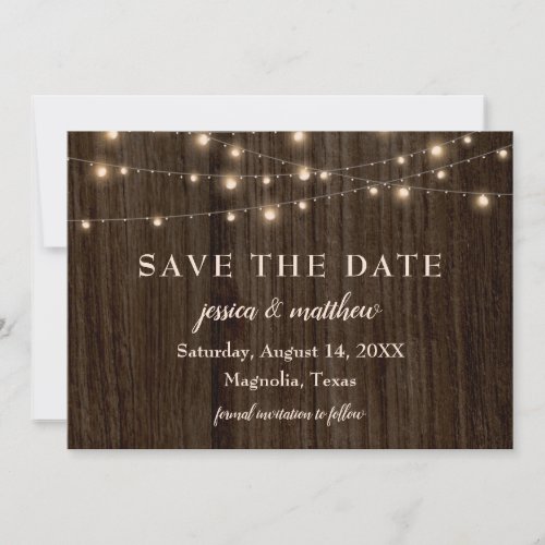 Save the Date Rustic Farmhouse Twinkling Lights