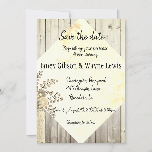 Save The Date Rustic Floral Wedding (Front)