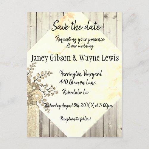 Save The Date Rustic Floral Wedding Announcement Postcard