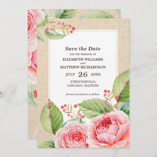 Save the Date Rustic Floral Wedding Announcements