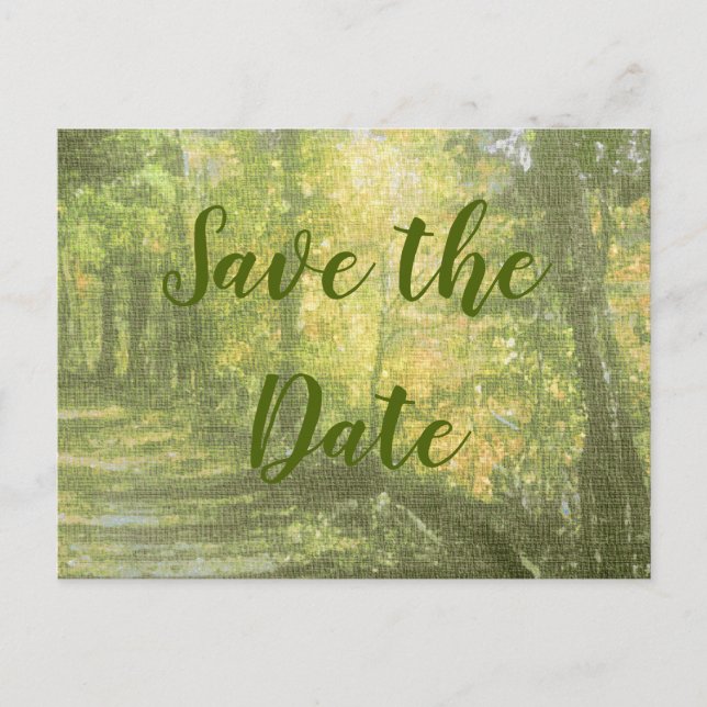 Save the Date Rustic Forest Announcement Postcard (Front)