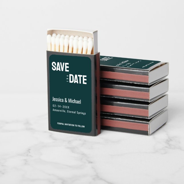 Save the Date Rustic Harmony Matchboxes (Stacked)
