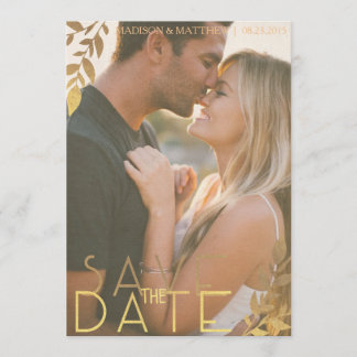 Save the date rustic invitation vintage gold