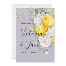save the date Rustic lights Yellow Floral