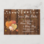 Save The Date Rustic Pumpkin Lights Wood Wedding<br><div class="desc">Save The Date Rustic Wood Pumpkin and string lights,  perfect to let your guests know your event date! Matching item to the Collection! Front and back included.</div>