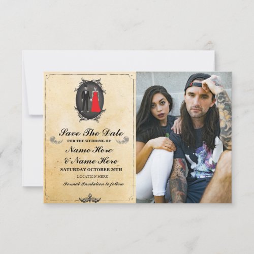 Save The Date Rustic Skulls Photo Card Gothic