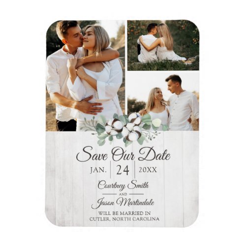 Save The Date Rustic Southern Cotton Wedding Magnet