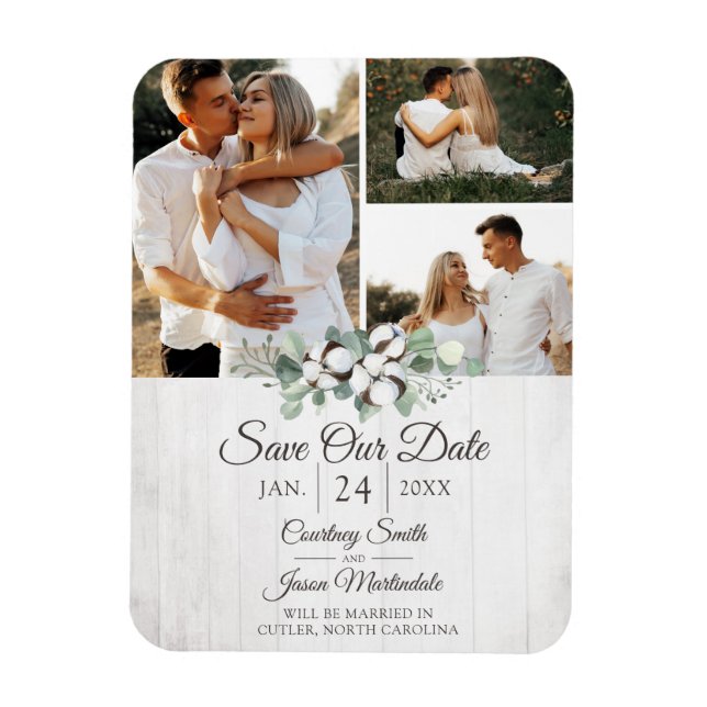 Save The Date Rustic Southern Cotton Wedding Magnet (Vertical)