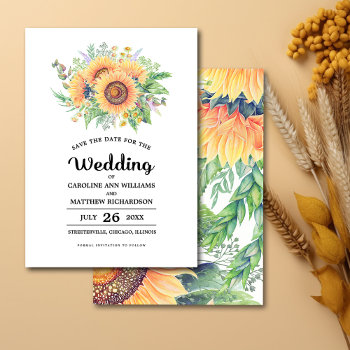 Save The Date. Rustic Sunflowers Wedding  Invitation by YourWeddingDay at Zazzle