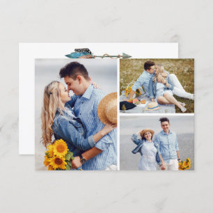 Save The Date Rustic Turquoise Feather Arrow Photo Invitation