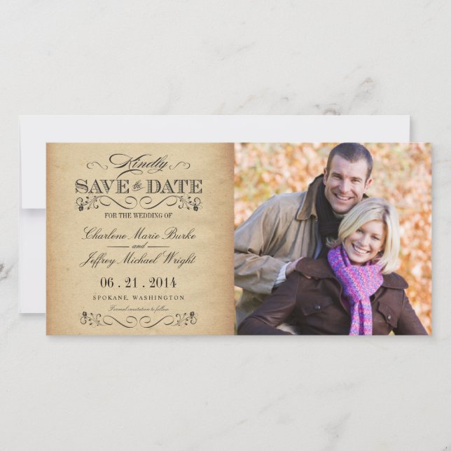 Save the Date Rustic Vintage Weddings (Front)