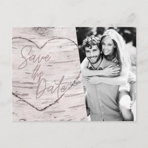 Save the Date Rustic White Birch Engagement Photo Postcard