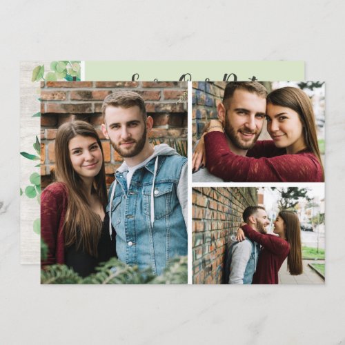 Save The Date Rustic Wood Botanical 3_Photo Card