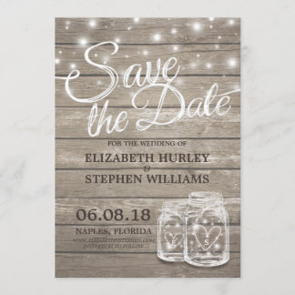 Save The Date Rustic Wood Mason Jar String Lights