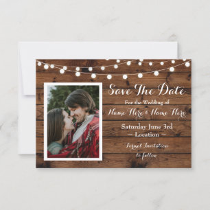 Save The Date Rustic Wood Rustic Photo Invite