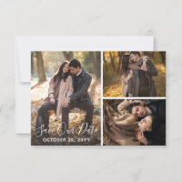 Save The Date Rustic Wood Wedding Photo Collage