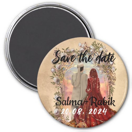 Save the date sage elegant script wedding magnet