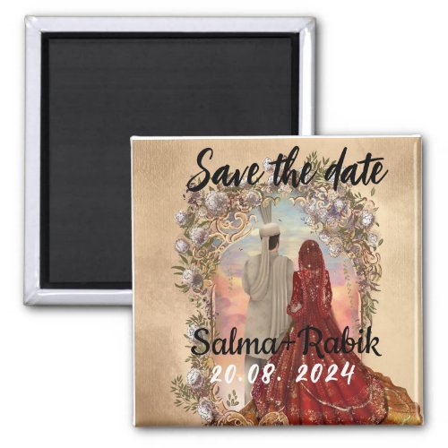 Save the date sage elegant script wedding magnet