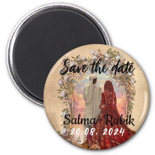Save the date sage elegant script wedding magnet