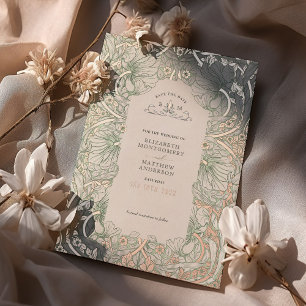 Save the Date Sage Green Pimpernel Vintage Morris Foil Invitation