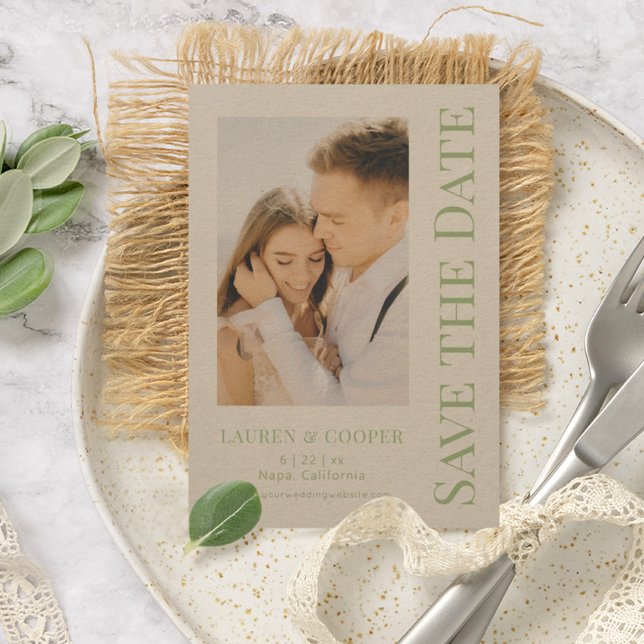 Save The Date Sage Green Stylish Modern Wedding (Creator Uploaded)